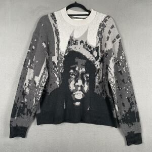 Abercrombie & Fitch Sweater Mens S Gray Biggie Smalls Graphic Pullover Crew Neck